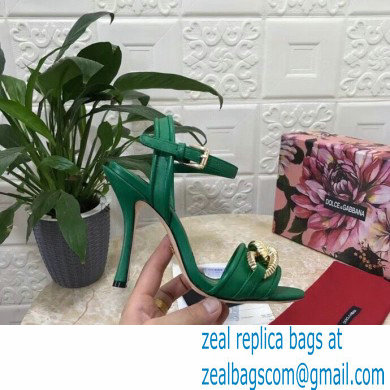 Dolce  &  Gabbana Heel 10.5cm Leather Chain Sandals Green 2021